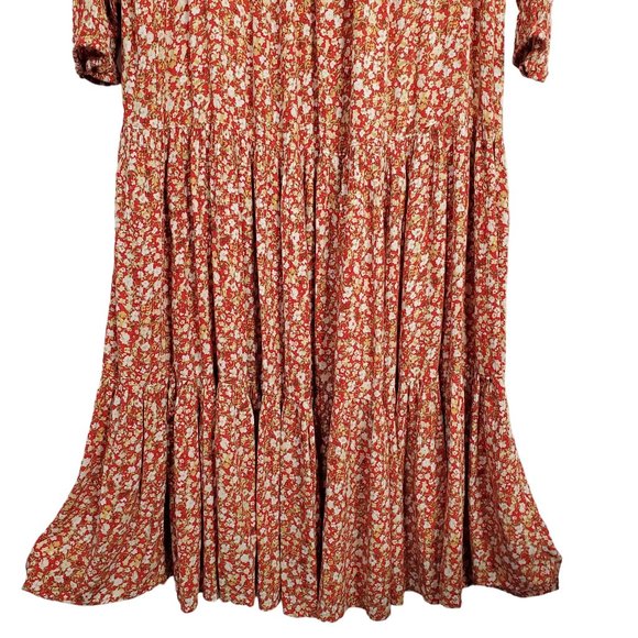 Sonoma Size XXL Dress Long Tiered Crinkle Flowy Floral Keyhole Full Hem Pullover - Picture 8 of 14